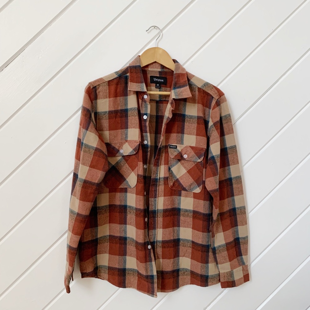 BRIXTON rust and tan flannel, M